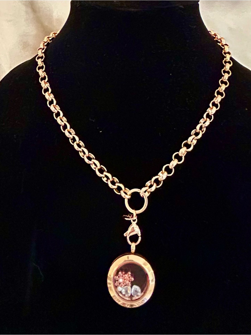 Origami owl Rose Gold Charm Pendant Chain Necklace